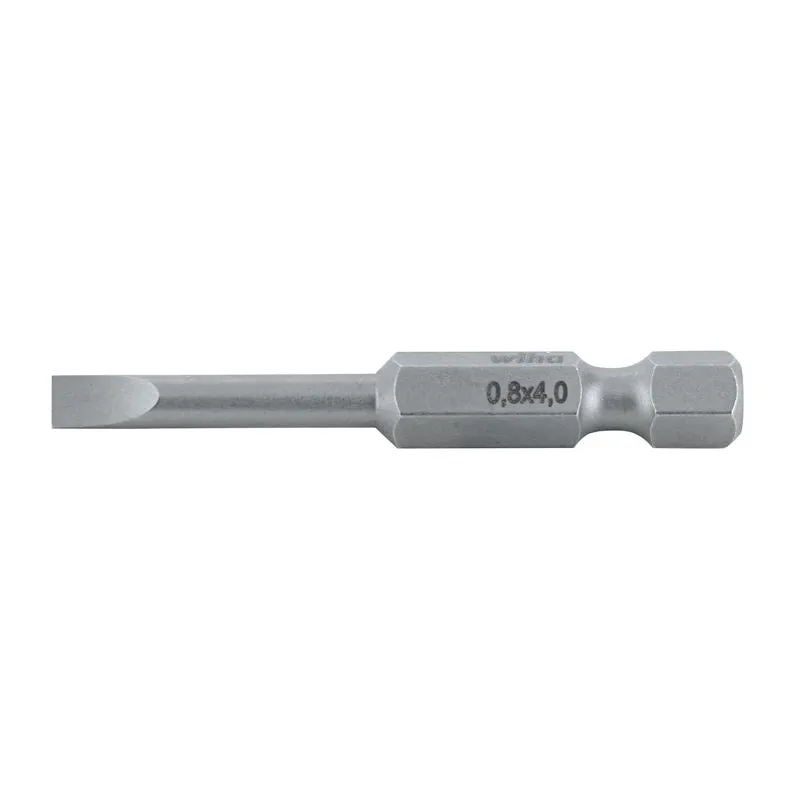 Wiha Slotted Power Bit 4.0 x .8 x 50mm Pack of 10 Bits