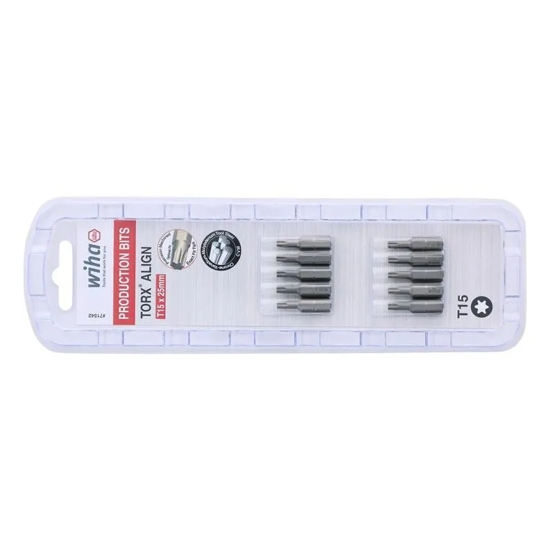 Wiha Torx Align Insert Bit T15 x 25mm Pack of 10 Bits