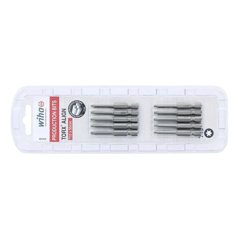 Wiha Torx Align Power Bit T10 x 50mm Pack of 10 Bits