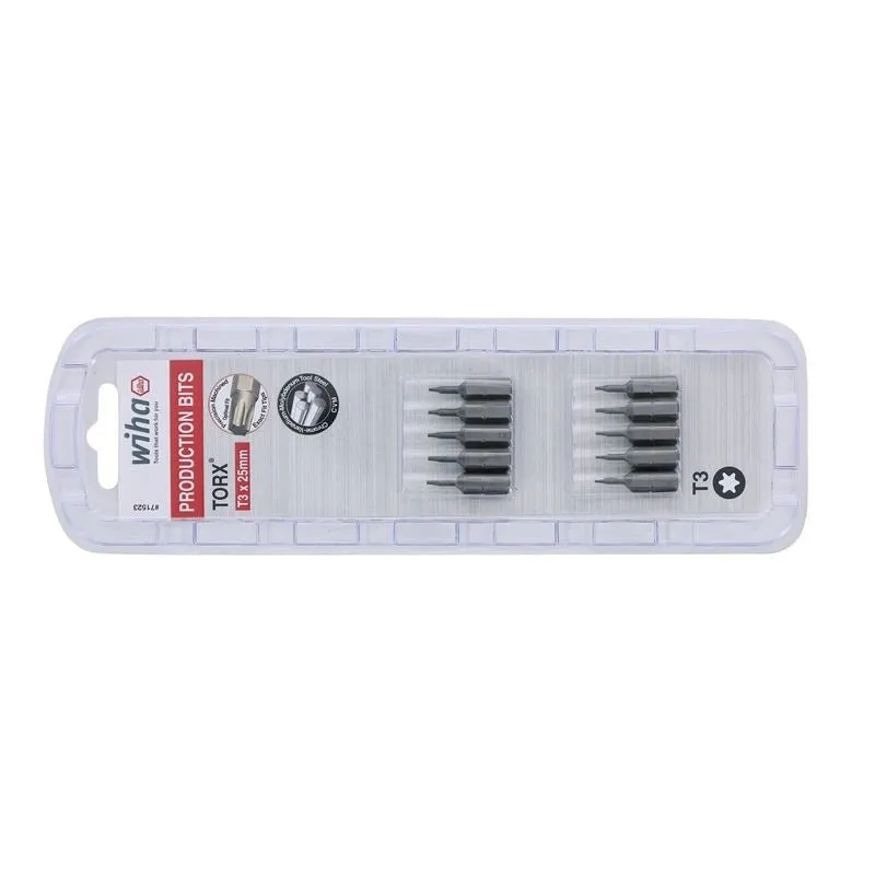Wiha Torx Insert Bit T3 x 25mm Pack of 10 Bits