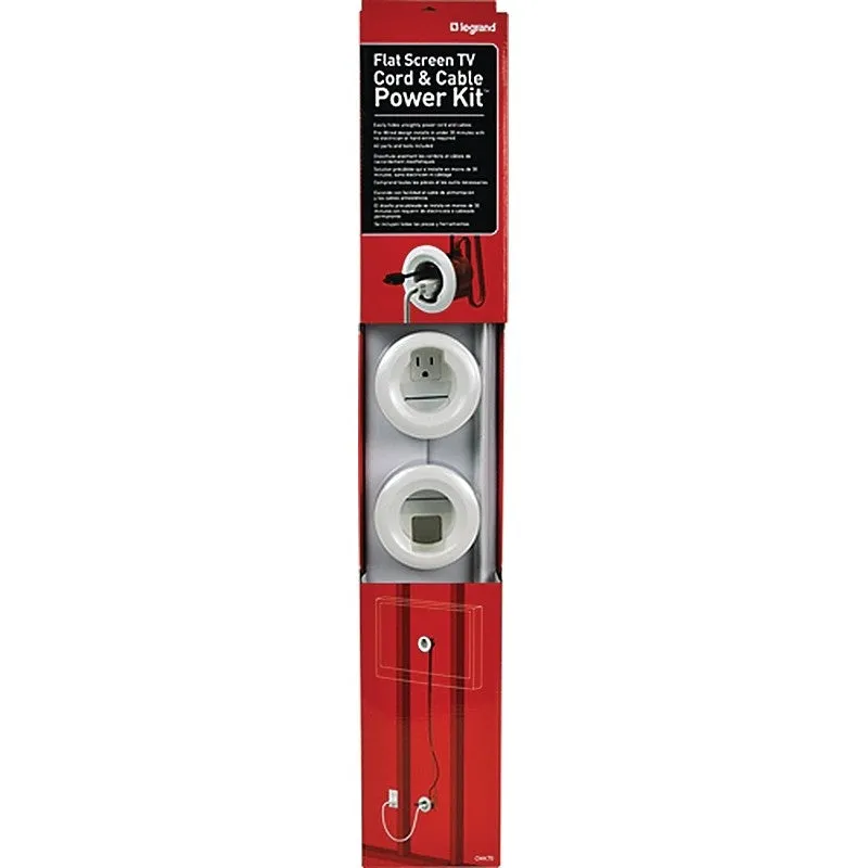 Wiremold CMK70 Cord and Cable Power Kit, Low Voltage Cable, White