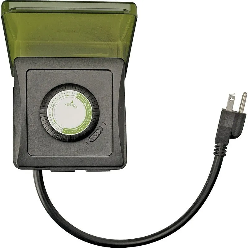 Woods 50012 Mechanical Timer, 15 A, 125 V, 1875 W, 24 hr Time Setting, Black, 24 On/Off Cycles Per Day Cycle
