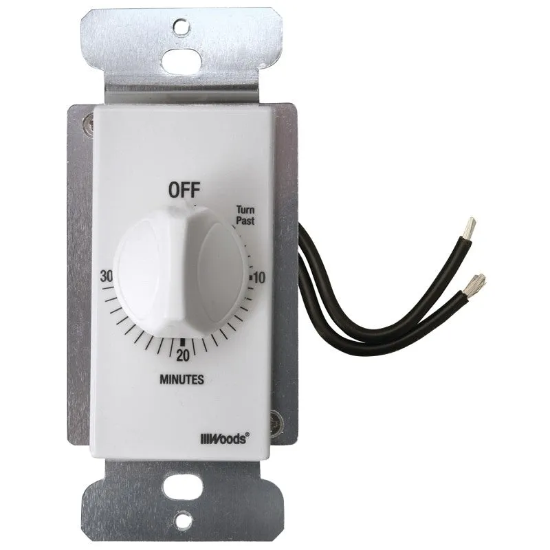 Woods 59714 Countdown Timer, 20 A, 125 V, 2500 W, 30 min Time Setting, White