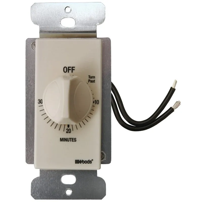 Woods 59715 Countdown Timer, 20 A, 125 V, 2500 W, 30 min Time Setting, Light Almond