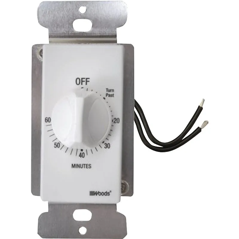 Woods 59717 Countdown Timer, 20 A, 125 V, 2500 W, 60 min Time Setting, 6 On/Off Cycles Per Day Cycle, White