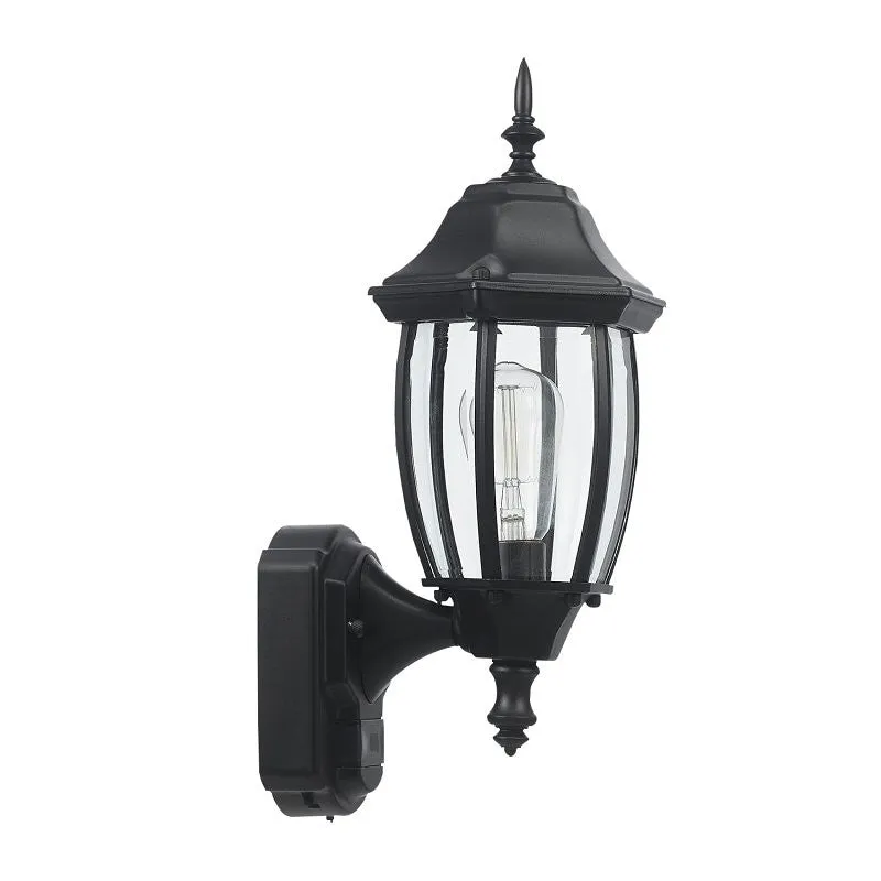 globe Ashford 60000002 Motion-Sensing Wall Lantern, LED Lamp, Black Fixture, Matte Black Fixture (Pack of 2)