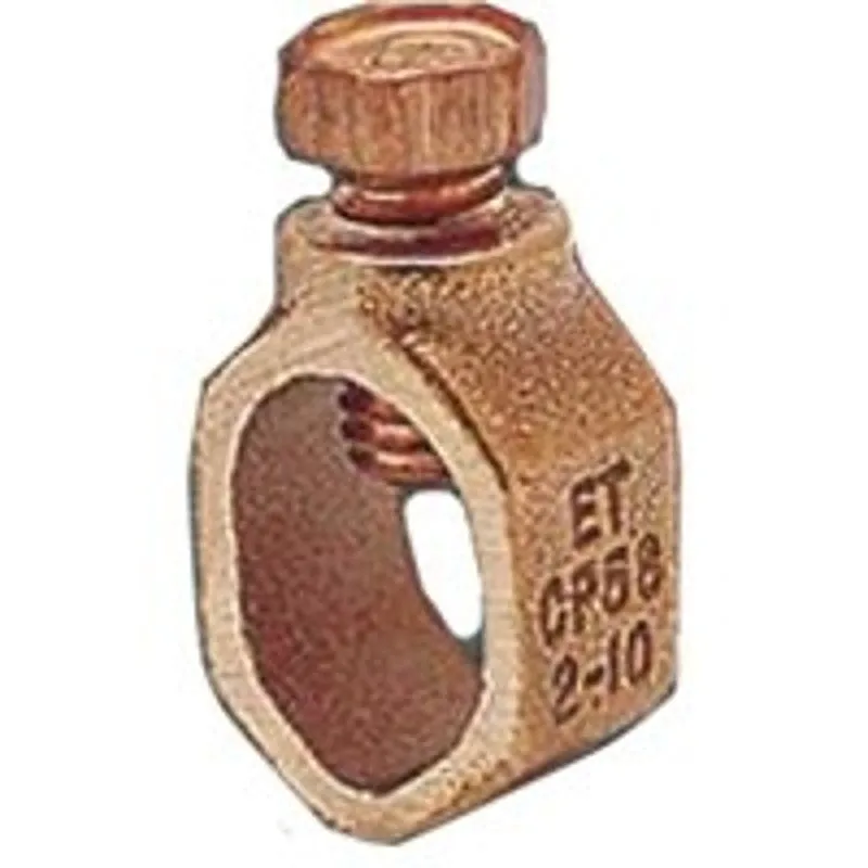 nVent ERICO CP58 Ground Clamp, Clamping Range: 1/2 to 5/8 in, #10 to 2 AWG Wire, Silicone Bronze (Pack of 50)
